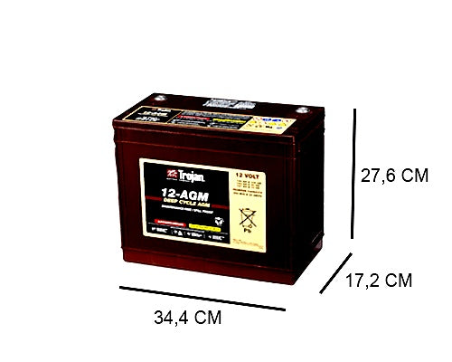 12-AGM TROJAN 140AH DEEP CYCLE BATTERY (TRACTIE), 12V