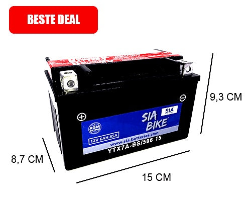 CTX7A-BS SIA AGM 6AH MOTORBIKE BATTERY, 85A, 12V