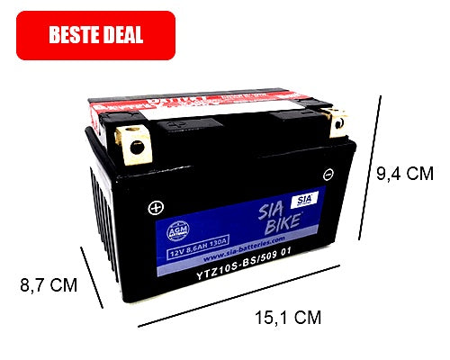 CTZ10S-BS SIA AGM 8,6AH MOTORBIKE BATTERY, 130A, 12V