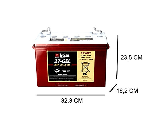 27-GEL TROJAN 91AH DEEP CYCLE BATTERY (TRACTIE), 12V