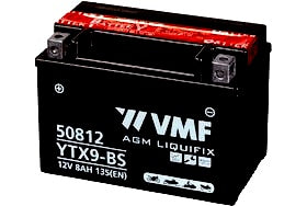 50822 VMF 8AH POWERSPORT AGM FACTORY ACTIVATED MOTORBIKE BATTERY, 135A, 12V