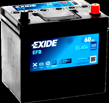 EXIDE EL604 60AH EFB START-STOP BATTERY, 520A, 12V