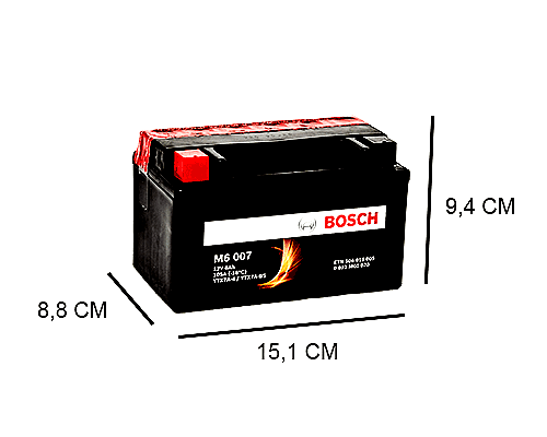 YTX7A-BS BOSCH AGM 6AH MOTORBIKE BATTERY, 105A, 12V