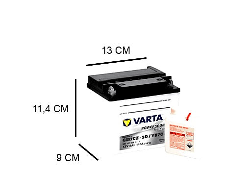 YB7C-A VARTA FRESHPACK 8AH MOTORBIKE BATTERY, 110A, 12V