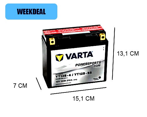 YT12B-BS VARTA AGM 12AH MOTORBIKE BATTERY, 215A, 12V