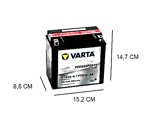 YTX14-BS VARTA AGM 12AH MOTORBIKE BATTERY, 200A, 12V