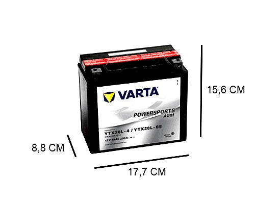 YTX20L-BS VARTA AGM 18AH MOTORBIKE BATTERY, 250A, 12V