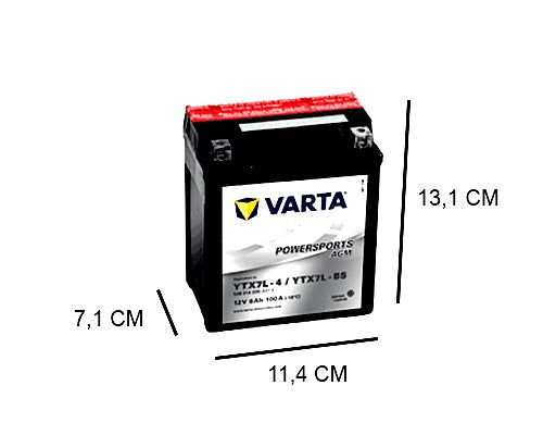 YTX7L-BS VARTA AGM 6AH MOTORBIKE BATTERY, 100A, 12V