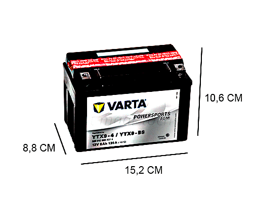 YTX9-BS VARTA AGM 8AH MOTORBIKE BATTERY, 135A, 12V