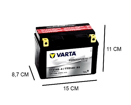 YTZ14S-BS VARTA AGM 11AH MOTORBIKE BATTERY, 230A, 12V