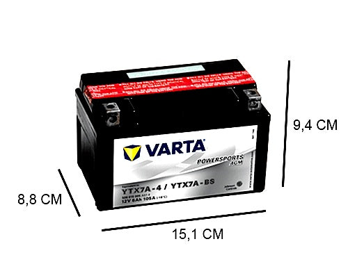 YTX7A-BS VARTA AGM 6AH MOTORBIKE BATTERY, 105A, 12V