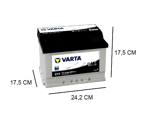 VARTA C11 53AH BLACK DYNAMIC START BATTERY, 500A, 12V