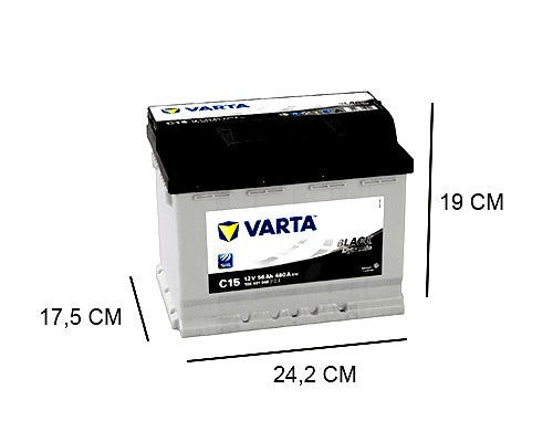 VARTA C15 56AH BLACK DYNAMIC START BATTERY, 480A, 12V